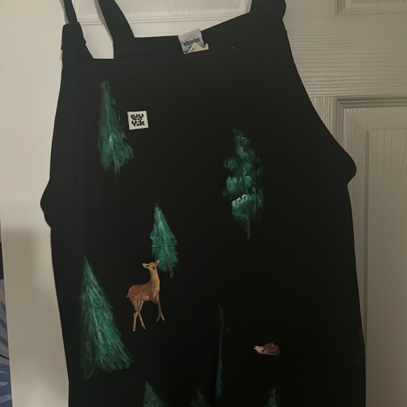 We Are Hairy People x Lucy and Yank hand painted woodland dungarees / overalls - Picture 2 of 7